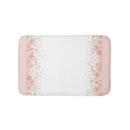 Waterverf roze perzik witte bloemrand badmat (Voorkant)