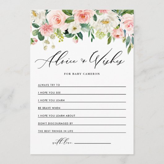 Waterverf Roze Perzikflesjes wensen voor Baby Advieskaart (Voorkant)