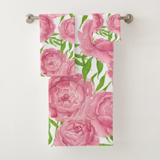 Waterverf roze pinda's bad handdoek (Insitu)