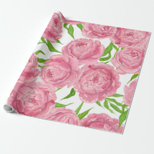 Waterverf roze pinda's cadeaupapier