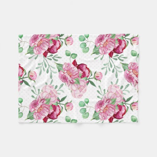 waterverf roze pinda's fleece deken (Voorkant (Horizontaal))