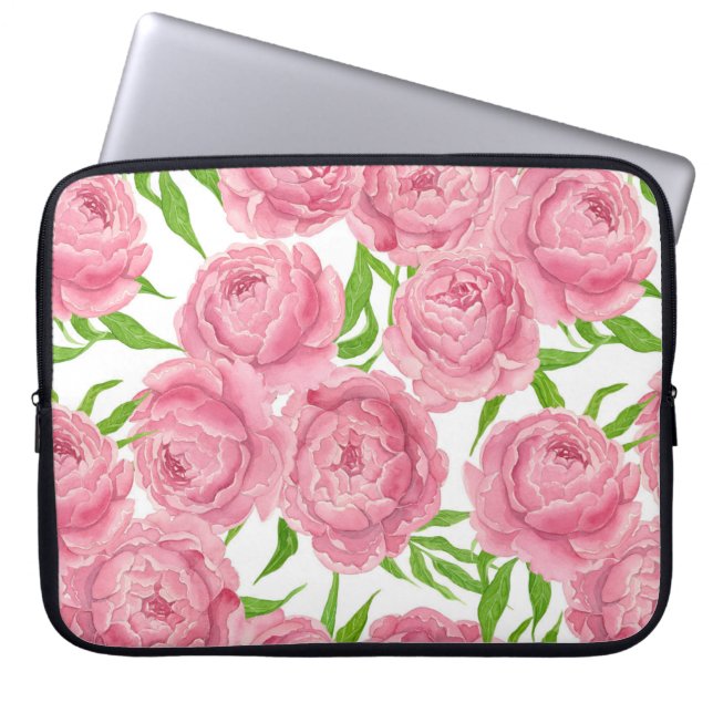 Waterverf roze pinda's laptop sleeve (Voorkant)