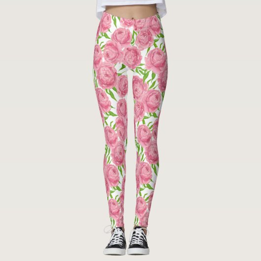 Waterverf roze pinda's leggings (Voorkant)