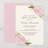  Waterverf Roze pinda's Sweet Sixteen Kaart (Voorkant / Achterkant)