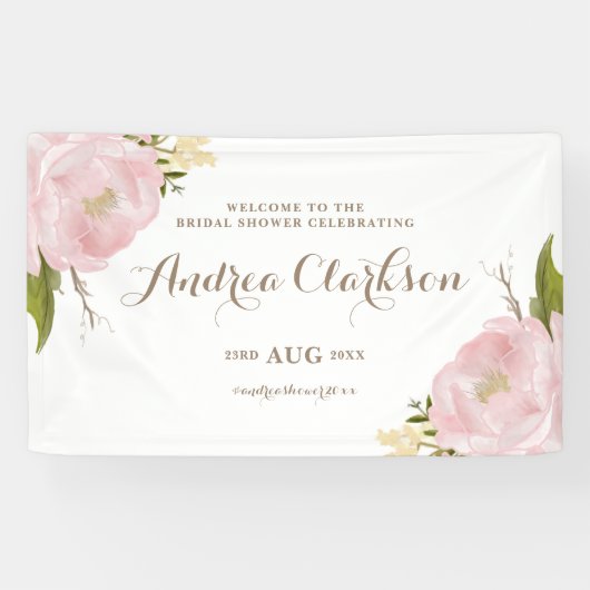 Waterverf Roze pinda's Vrijgezellenfeest Banner (Horizontaal)