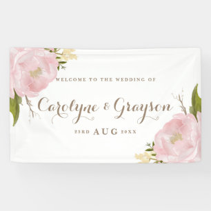 Waterverf Roze pinda's Wedding Banner