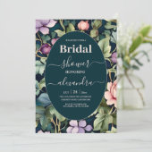 Waterverf Roze Pioen Art Nouveau Bridal Kaart (Staand voorkant)