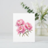 Waterverf Roze Pioen Bloemen Briefkaart (Staand voorkant)