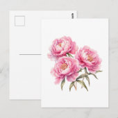 Waterverf Roze Pioen Bloemen Briefkaart (Voorkant / Achterkant)