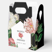 Waterverf Roze Pioen Bloemen Bruiloft Zwart Bedankdoosjes (Geopend)