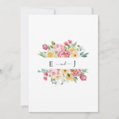 Waterverf Roze Pioen Bloemen Rand Unieke Bruiloft Kaart (Achterkant)