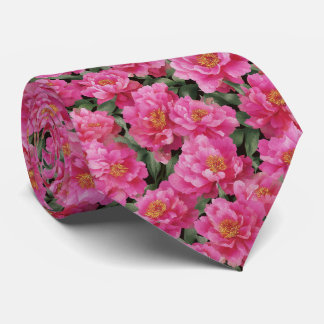 Waterverf Roze Pioen Bloemenpatroon Stropdas