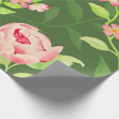 Waterverf roze pioen Inpakpapier (Hoek)