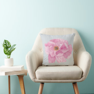 Waterverf Roze Pioen Kussen