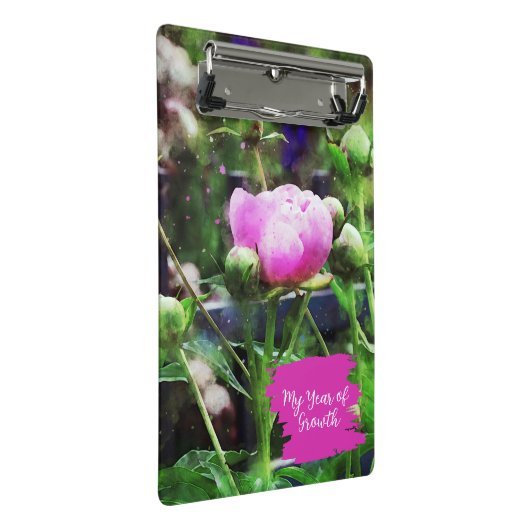 Waterverf roze pioen mini klembord (Schuin)