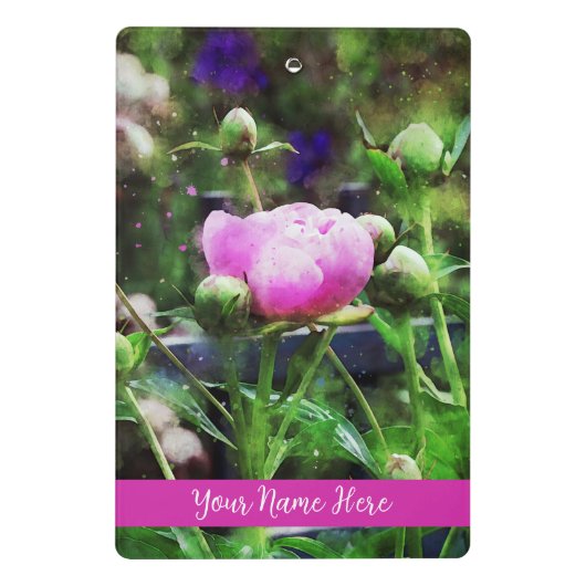 Waterverf roze pioen mini klembord (Achterkant)