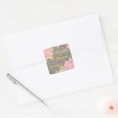 Waterverf roze pioen op hout Bruiloft Sticker (Envelop)