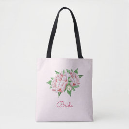  Waterverf roze pioen Tote Bag