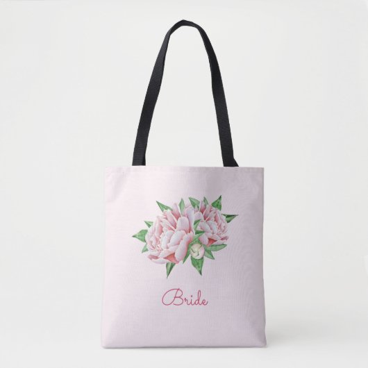 Waterverf roze pioen Tote Bag (Voorkant)