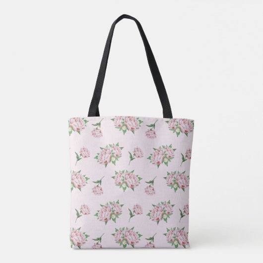 Waterverf roze pioen Tote Bag (Achterkant)