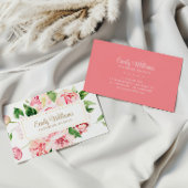 Waterverf Roze Pioenbloemen Visitekaartje