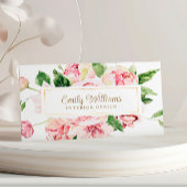 Waterverf Roze Pioenbloemen Visitekaartje