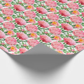 Waterverf Roze Pioenen Bloemen Patroon chic Custom Cadeaupapier (Hoek)