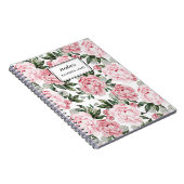 Waterverf Roze Pioenen Bloemen Patroon chic Custom Notitieboek (Rechterzijde)