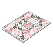 Waterverf Roze Pioenen Bloemen Patroon chic Custom Notitieboek (Linkerzijde)