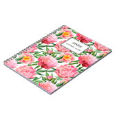 Waterverf Roze Pioenen Bloemen Patroon chic Custom Notitieboek (Linkerzijde)