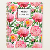 Waterverf Roze Pioenen Bloemen Patroon chic Custom Planner (Voorkant)
