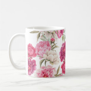 Waterverf Roze Pioenen: bloemenelegantie Koffiemok