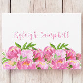 Waterverf Roze Pioenen Custom Bedankt Notitiekaartje