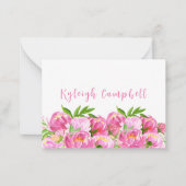 Waterverf Roze Pioenen Custom Bedankt Notitiekaartje (Voorkant)