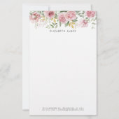 Waterverf Roze Pioenen en Eucalyptus Gouden Krans Briefpapier (Voorkant)