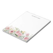 Waterverf Roze Pioenen en Eucalyptus Gouden Krans Notitieblok (Linkerzijde)