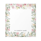 Waterverf roze pioenen en eucalyptus krans notitieblok (Voorkant)