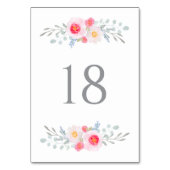 Waterverf roze pioenen & eucalyptus tafelnummers (Achterkant)