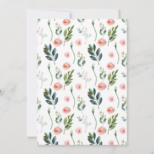 Waterverf roze pioenen krans afstudeerfeest kaart (Achterkant)