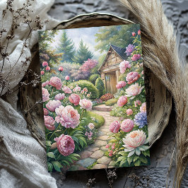 Waterverf  roze pioenen tuin rijst papier