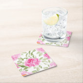 Waterverf  Roze Pioenenpatroon Kartonnen Onderzetters (Insitu)