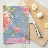 Waterverf roze pioenenpatroon theedoek (Quarter Fold)