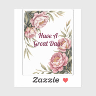 Waterverf Roze Pioenhoekenframe Elegante Flora Sticker