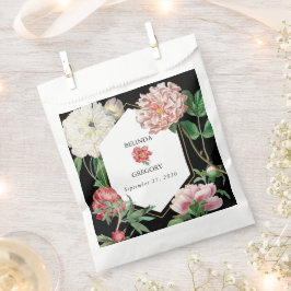 Waterverf Roze Pioenrozen Bloemen Bruiloft Zwart Bedankzakje