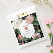 Waterverf Roze Pioenrozen Bloemen Bruiloft Zwart Bedankzakje (Gezegeld)