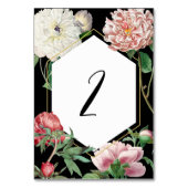 Waterverf Roze Pioenrozen Bloemen Bruiloft Zwart Kaart (Achterkant)