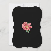 Waterverf Roze Pioenrozen Bloemen Bruiloft Zwart Kaart (Achterkant)