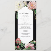 Waterverf Roze Pioenrozen Bloemen Bruiloft Zwart Menu (Voorkant)