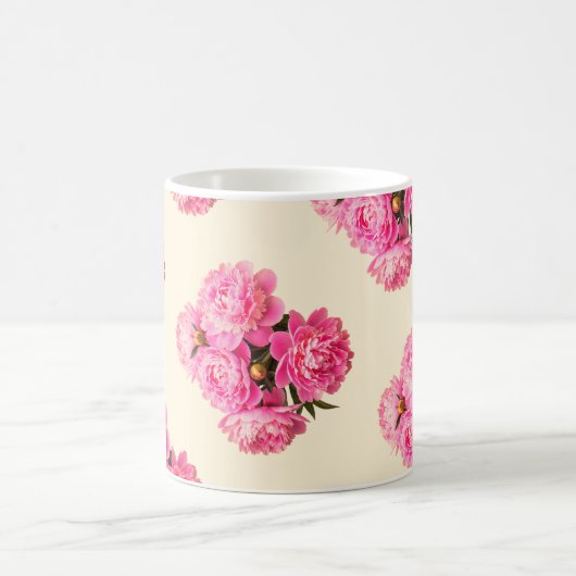  Waterverf Roze pioenrozen Bloemen Koffiemok (Center)