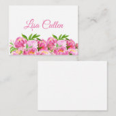 Waterverf Roze Pioenrozen Dank u Script Notitiekaartje (Voorkant / Achterkant)